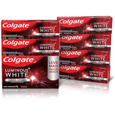 Creme Dental Clareador Colgate Luminous White Carvão Ativado 70g 4 unidades